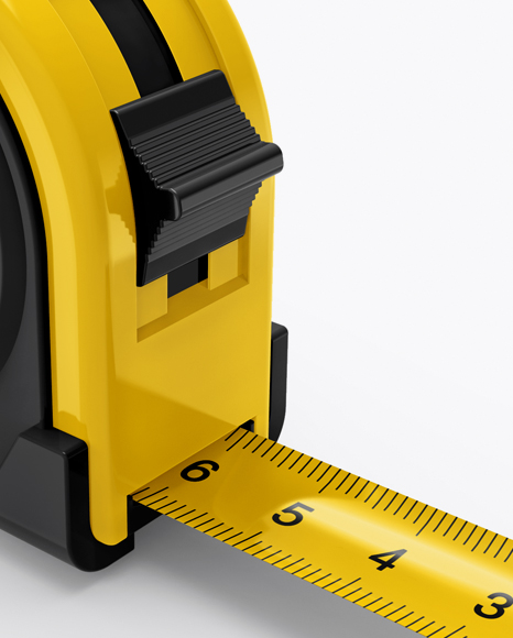 Glossy Measure Tape Mockup - Half Side View