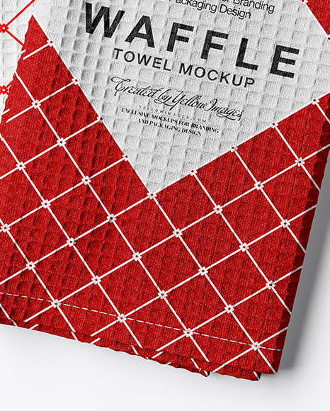 Two Folded Waffle Towels Mockup - Top View