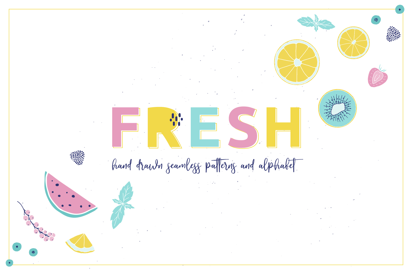 Fresh Fruits and Berries Color Art Fresh Fruits and Berries Color Art