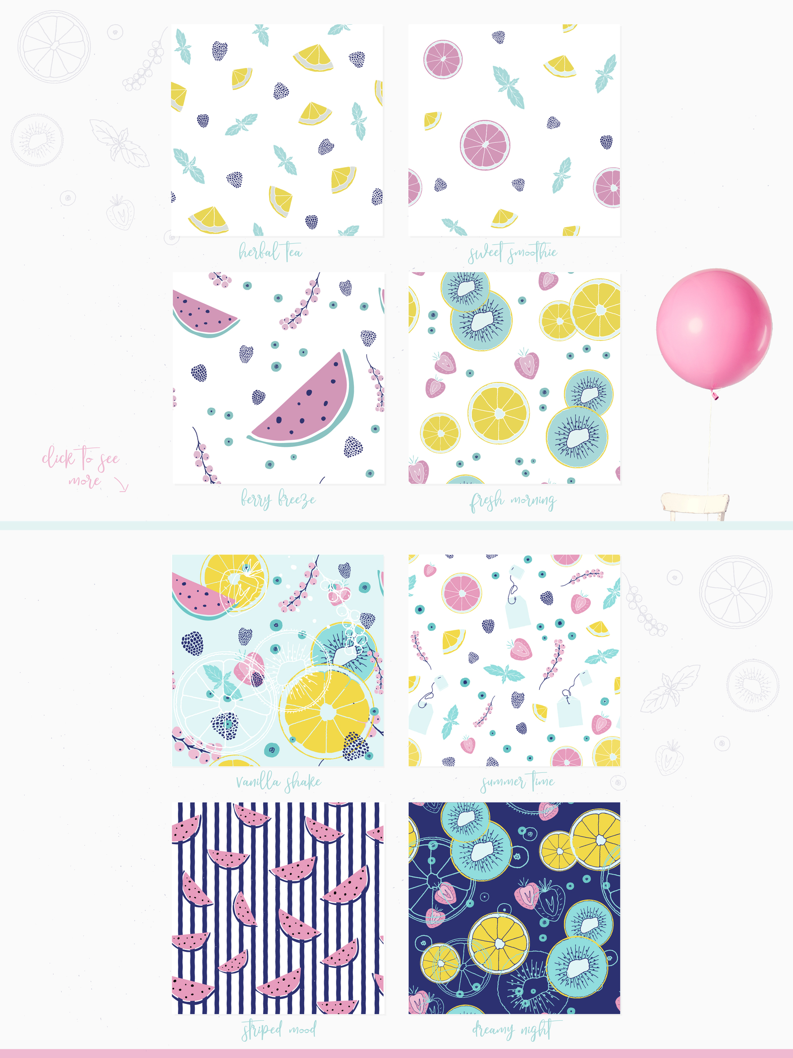 Fresh Fruits and Berries Color Art Fresh Fruits and Berries Color Art
