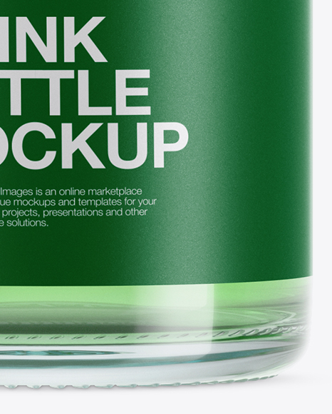 Clear Glass Green Drink Bottle Mockup