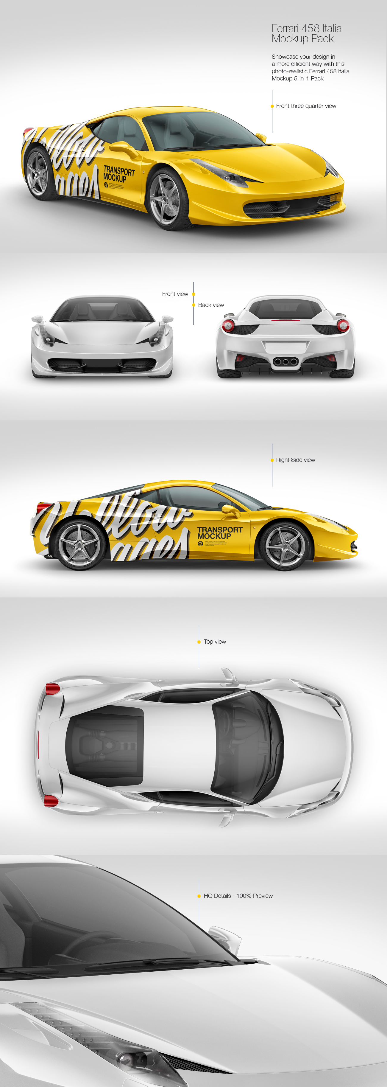 Ferrari 458 Italia Mockup Pack Ferrari 458 Italia Mockup Pack