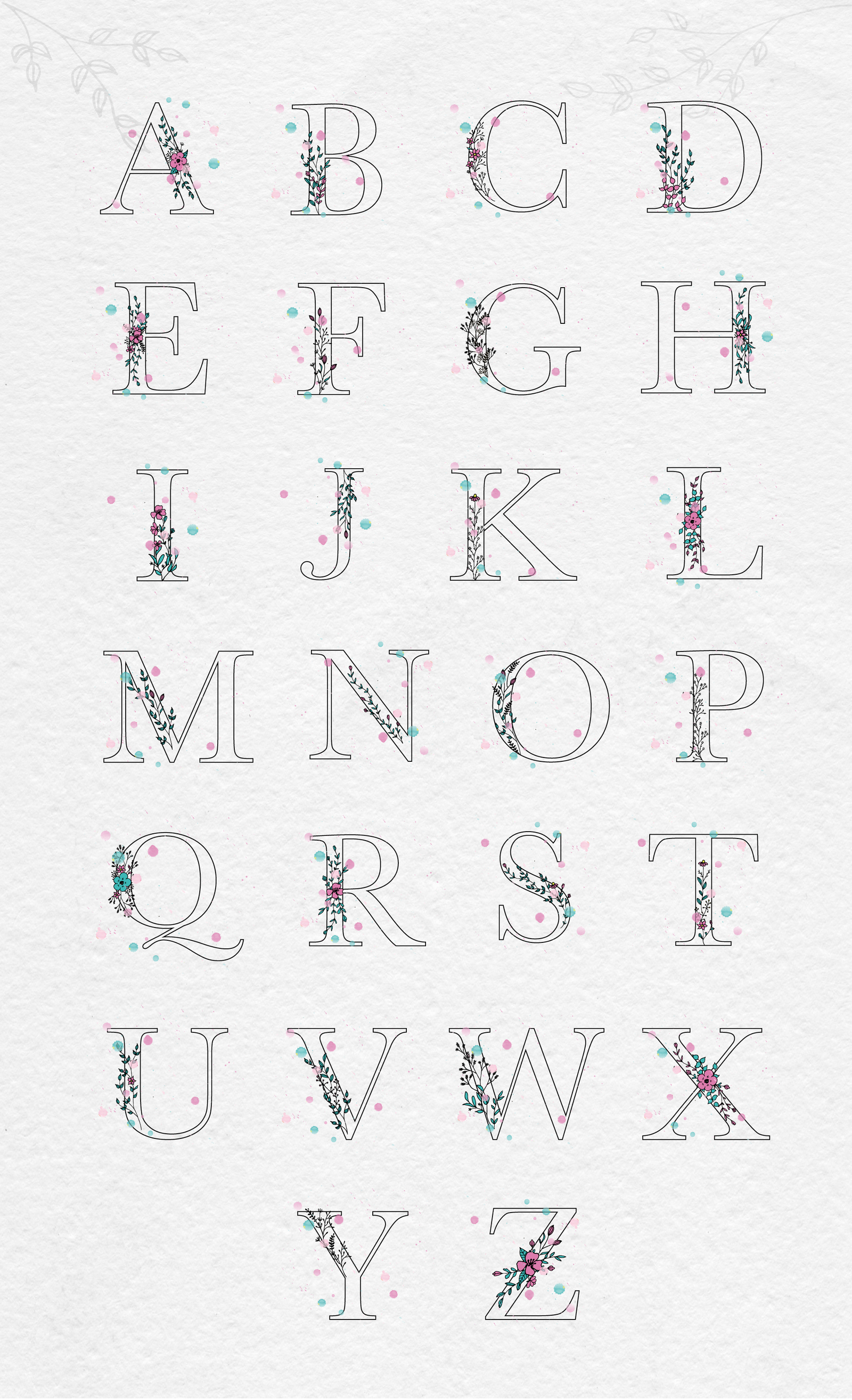 Floral Alphabet and Graphics Floral Alphabet and Graphics