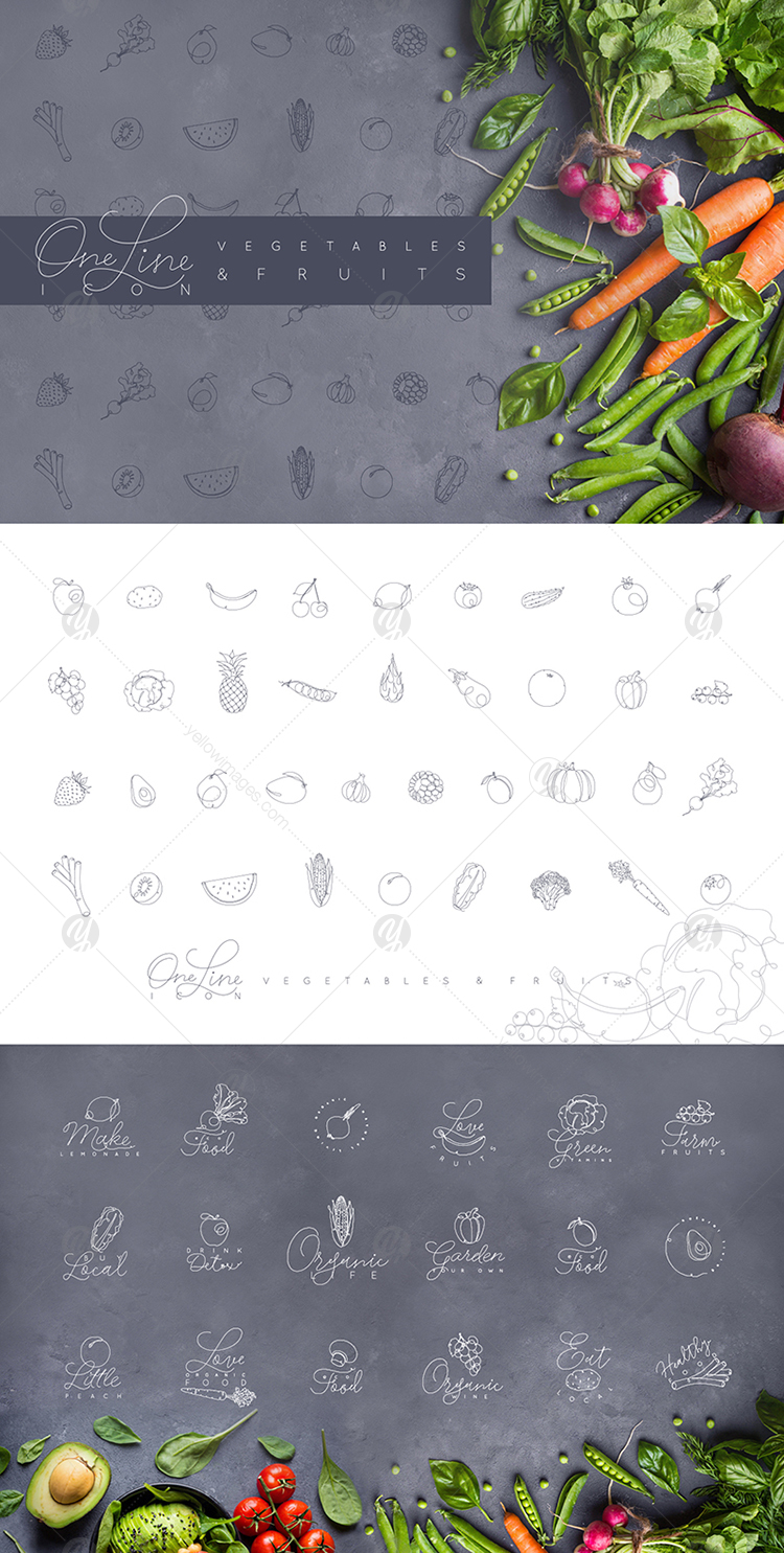 One Line Vegetables & Fruit One Line Vegetables & Fruit