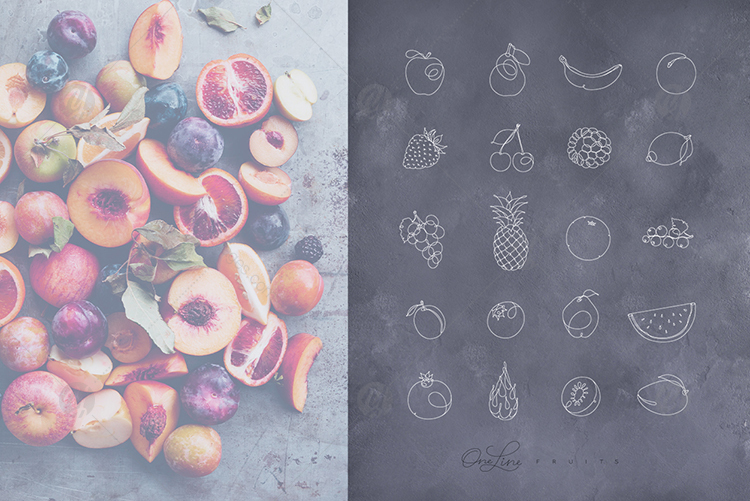 One Line Vegetables & Fruit One Line Vegetables & Fruit