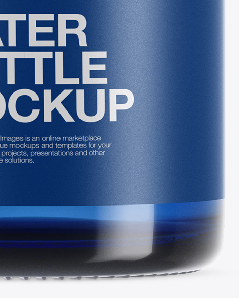 Blue Glass Water Bottle Mockup