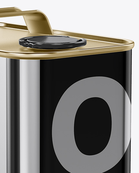 Metallic Oil Tin Can Mockup - Half Side View