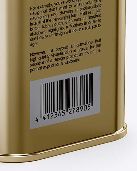 Metallic Oil Tin Can Mockup - Half Side View