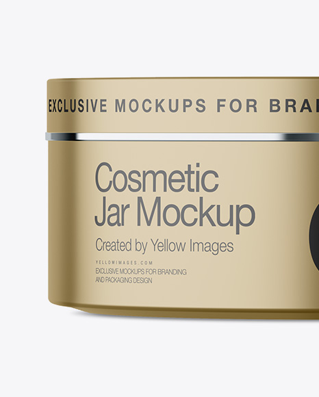 Matte Metallic Cosmetic Jar Mockup - Front View Matte Metallic Cosmetic Jar Mockup - Front View