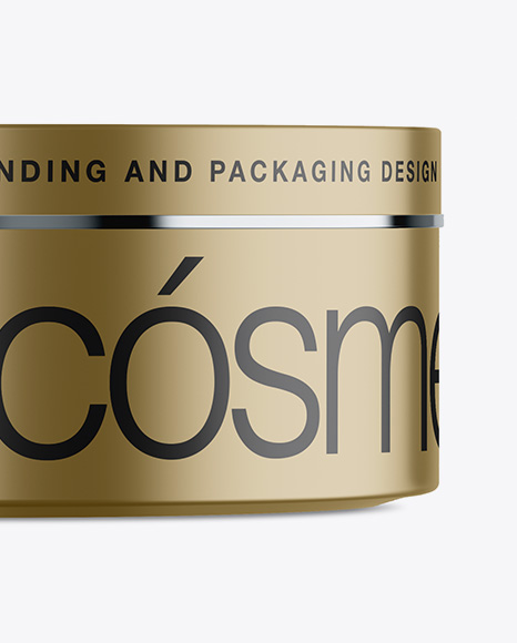 Matte Metallic Cosmetic Jar Mockup - Front View