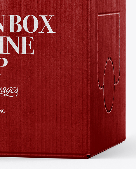 Carton Box With Wine Mockup - Half Side View