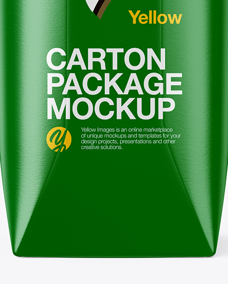 1L Glossy Carton Box Mockup - Front View