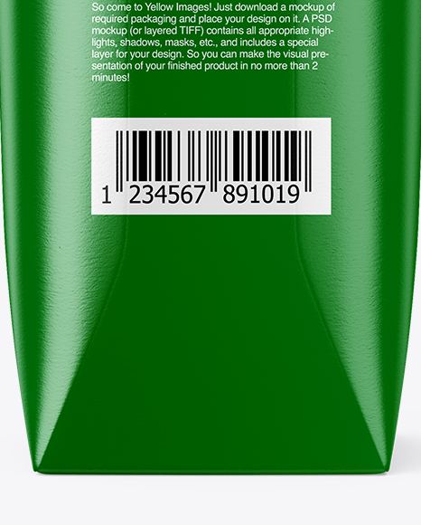 1L Glossy Carton Box Mockup - Side View