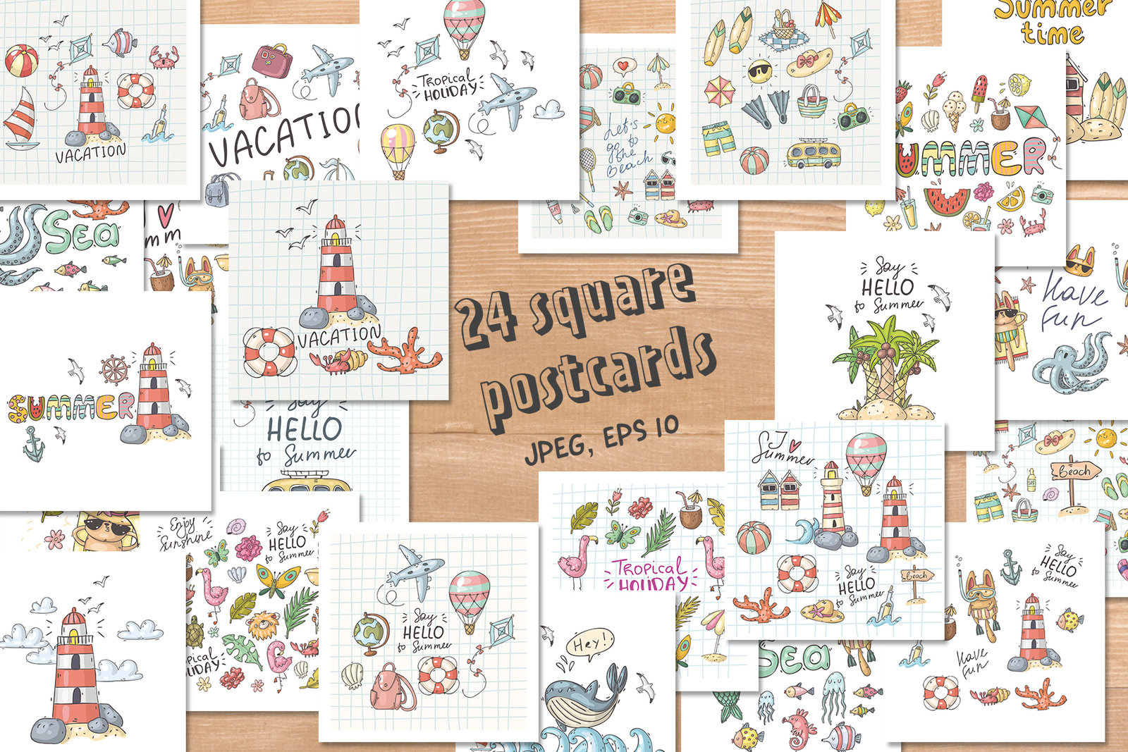 Big set of summer doodles Big set of summer doodles