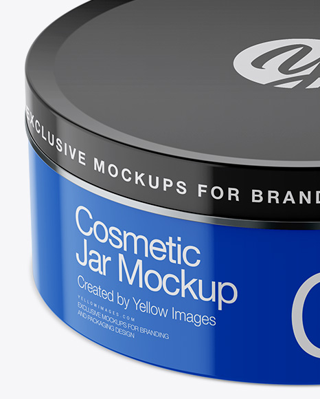 Glossy Cosmetic Jar Mockup - High-Angle Shot