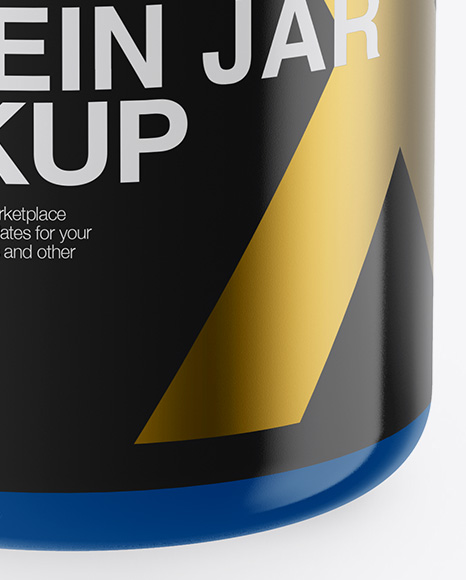 Glossy Protein Jar Mockup - High-Angle Shot