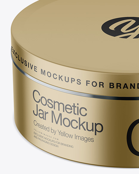 Matte Metallic Cosmetic Jar Mockup - High-Angle Shot