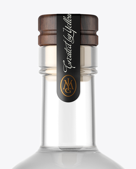 Dry Gin Bottle with Wooden Cap Mockup