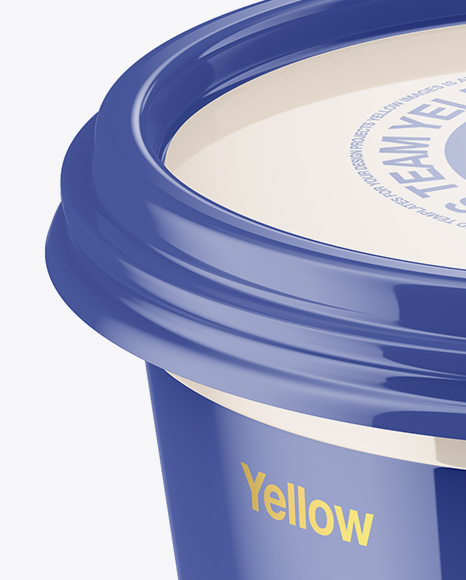 Glossy Sour Cream Cup Mockup - High-Angle Shot