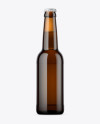 330ml Dark Amber Bottle With Beer Mockup