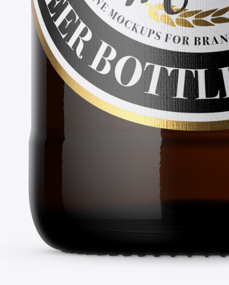 330ml Dark Amber Bottle With Beer Mockup