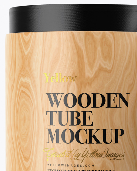 Opened Wooden Tube Mockup - Front View Opened Wooden Tube Mockup - Front View