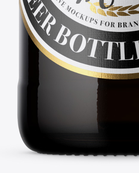 330ml Amber Bottle With Dark Beer Mockup