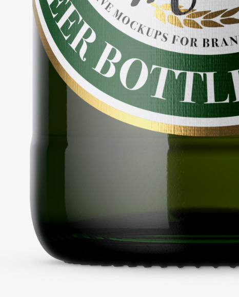 330ml Green Bottle With Beer Mockup