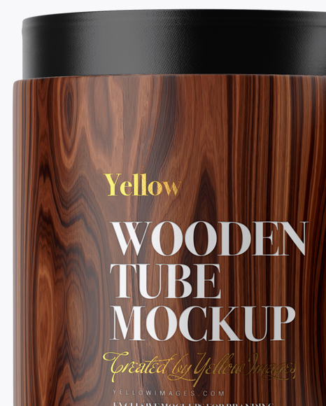 Opened Wooden Tube Mockup - Front View