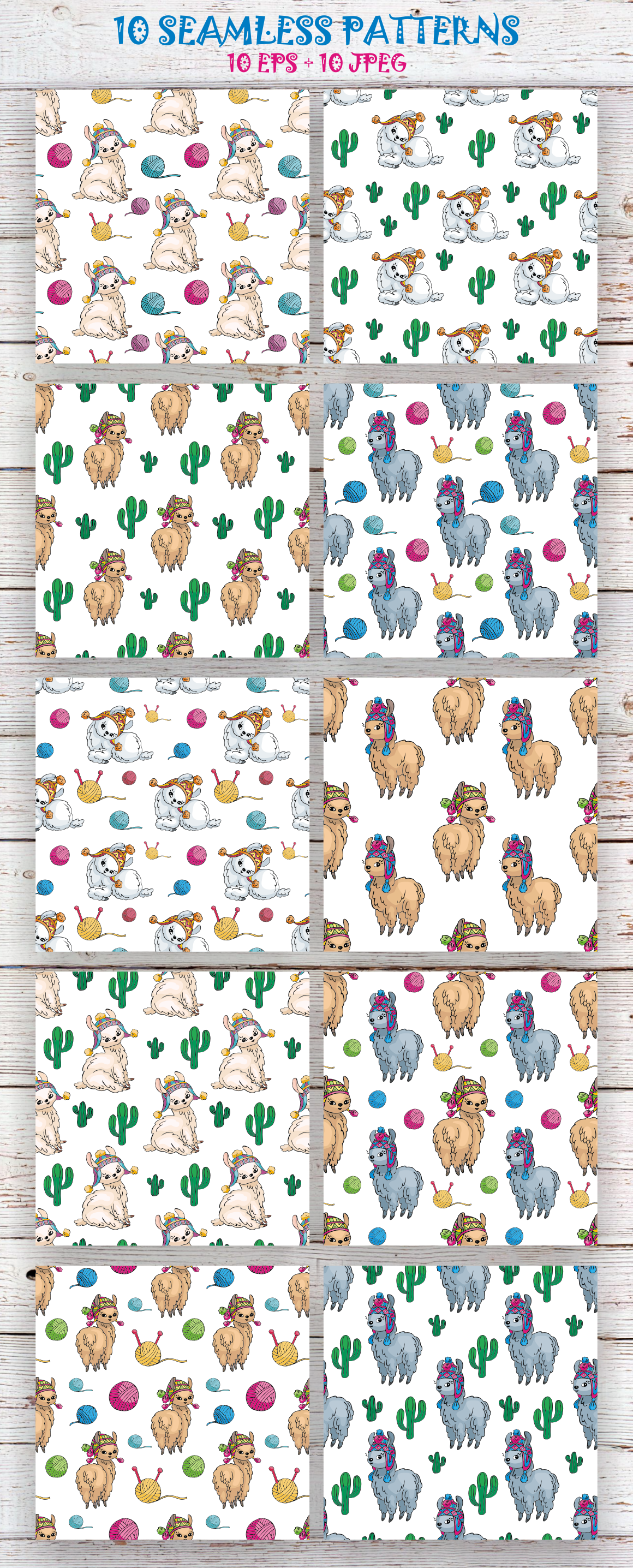 Cute llamas. Doodles Seamless Patterns Cute llamas. Doodles Seamless Patterns
