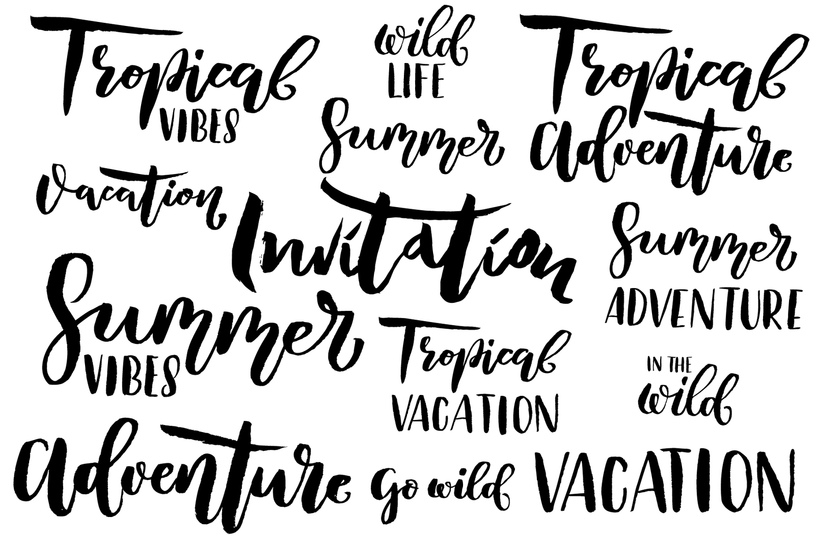 Tropical Clip Art, Lettering &amp; Patterns Set