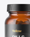 Amber Glass Bottle With Pills Mockup