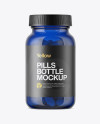 Blue Glass Bottle With Pills Mockup