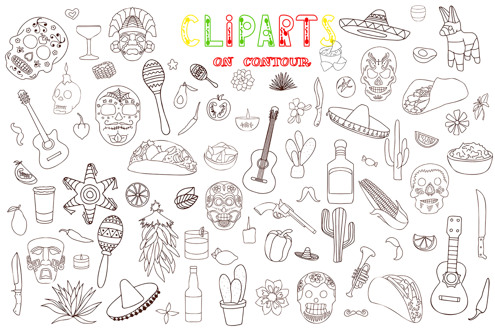 Felices Fiestas Clipart+Lettering Felices Fiestas Clipart+Lettering