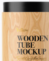 Opened Wooden Tube Mockup - Front View