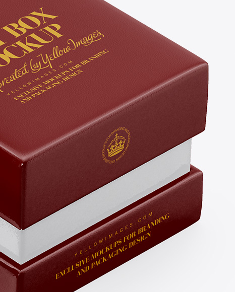 Glossy Gift Box Mockup - Half Side View (High-Angle Shot)