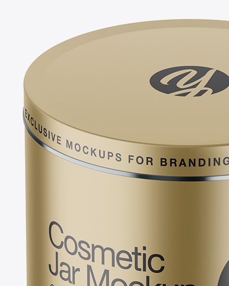 Matte Metallic Cosmetic Jar Mockup - High-Angle Shot