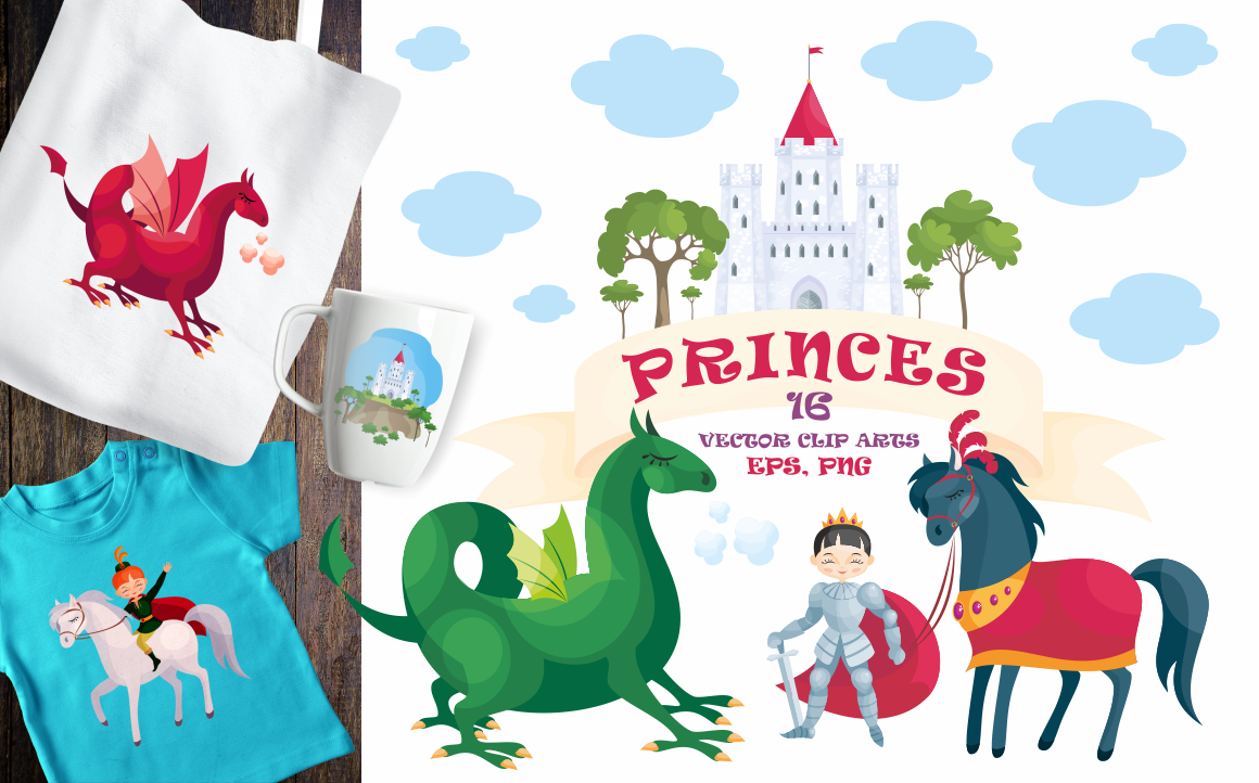 Princes. Vector clip arts. Princes. Vector clip arts.