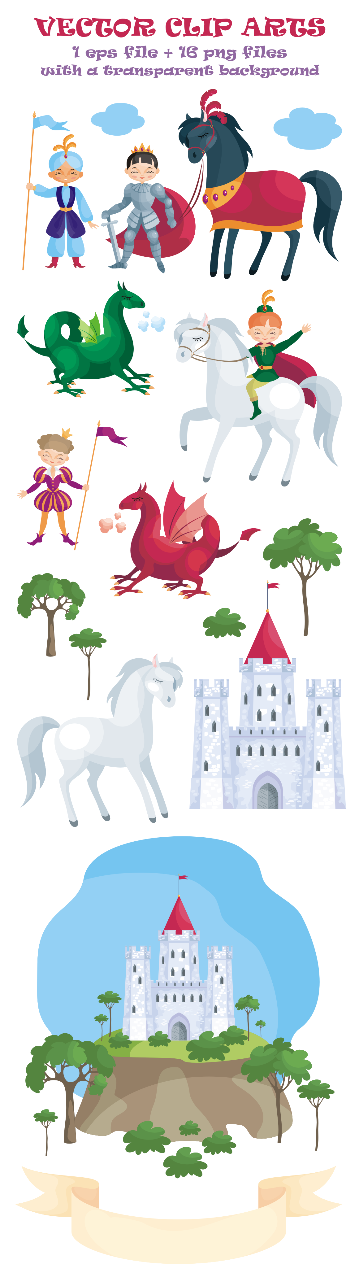 Princes. Vector clip arts.