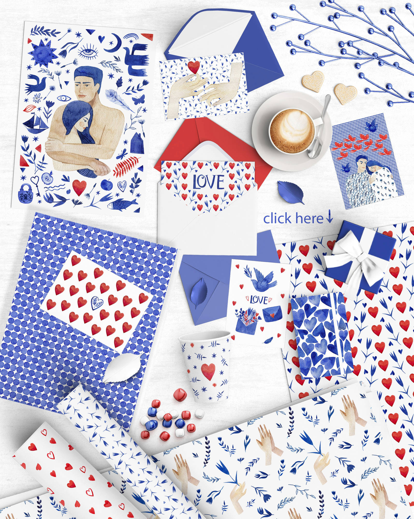 In Love. Watercolor clip arts In Love. Watercolor clip arts