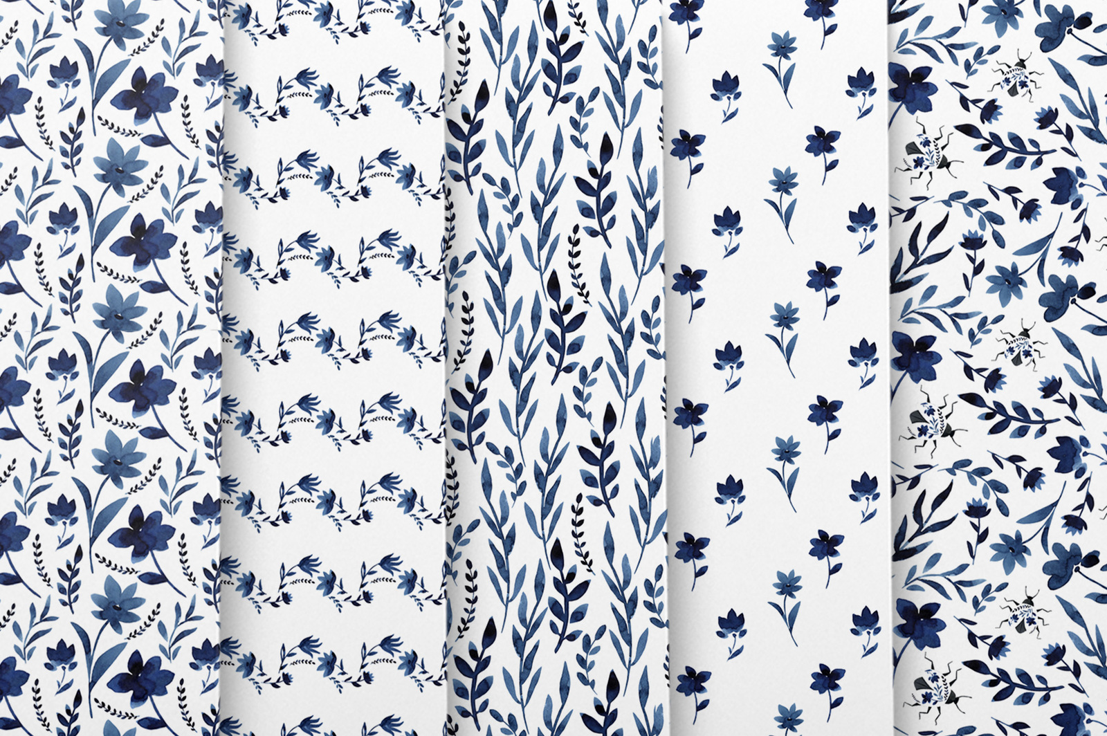 Watercolor flowers patterns. Blue Bloom Watercolor flowers patterns. Blue Bloom