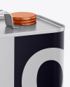 Matte Motor Oil Tin Can Mockup - Half Side View (High-Angle Shot)