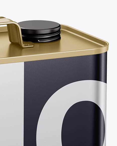 Metallic Motor Oil Tin Can Mockup - Half Side View (High-Angle Shot)