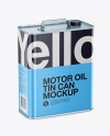 Glossy Motor Oil Tin Can Mockup - Half Side View (High-Angle Shot)