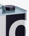 Glossy Motor Oil Tin Can Mockup - Half Side View (High-Angle Shot)