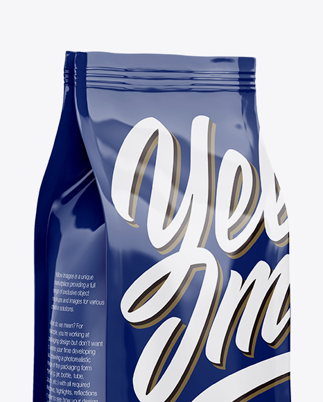 Glossy Coffee Bag Mockup - Half Side View