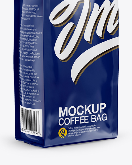 Glossy Coffee Bag Mockup - Half Side View