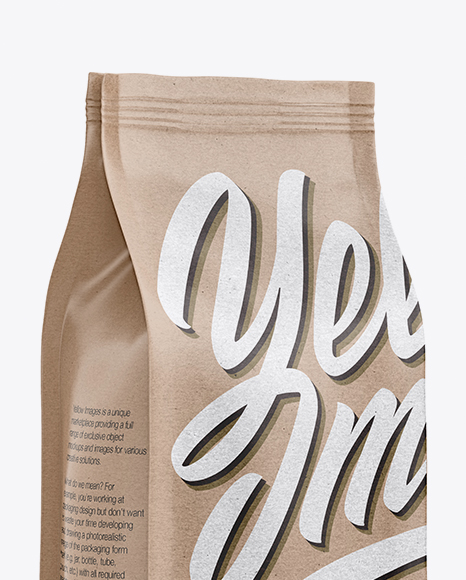 Kraft Coffee Bag Mockup - Half Side View