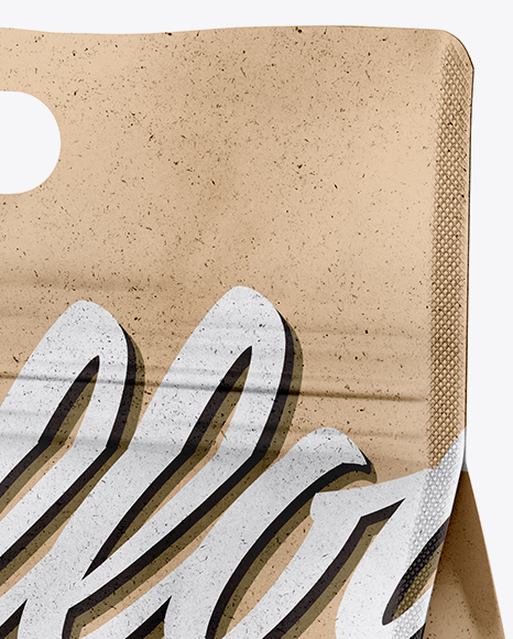 Kraft Paper Stand-up Food Bag Mockup - Half Side View