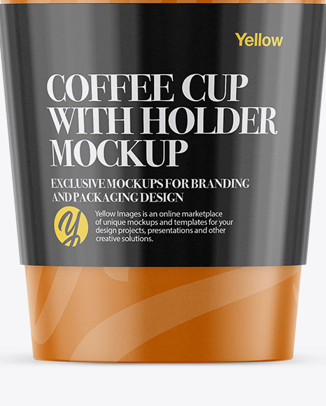 Coffee Cup With Sleeve Mockup - Front View